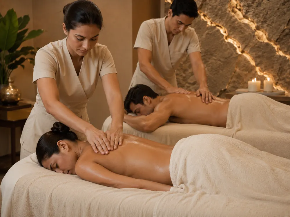 Couples massage experience in a luxury spa room
