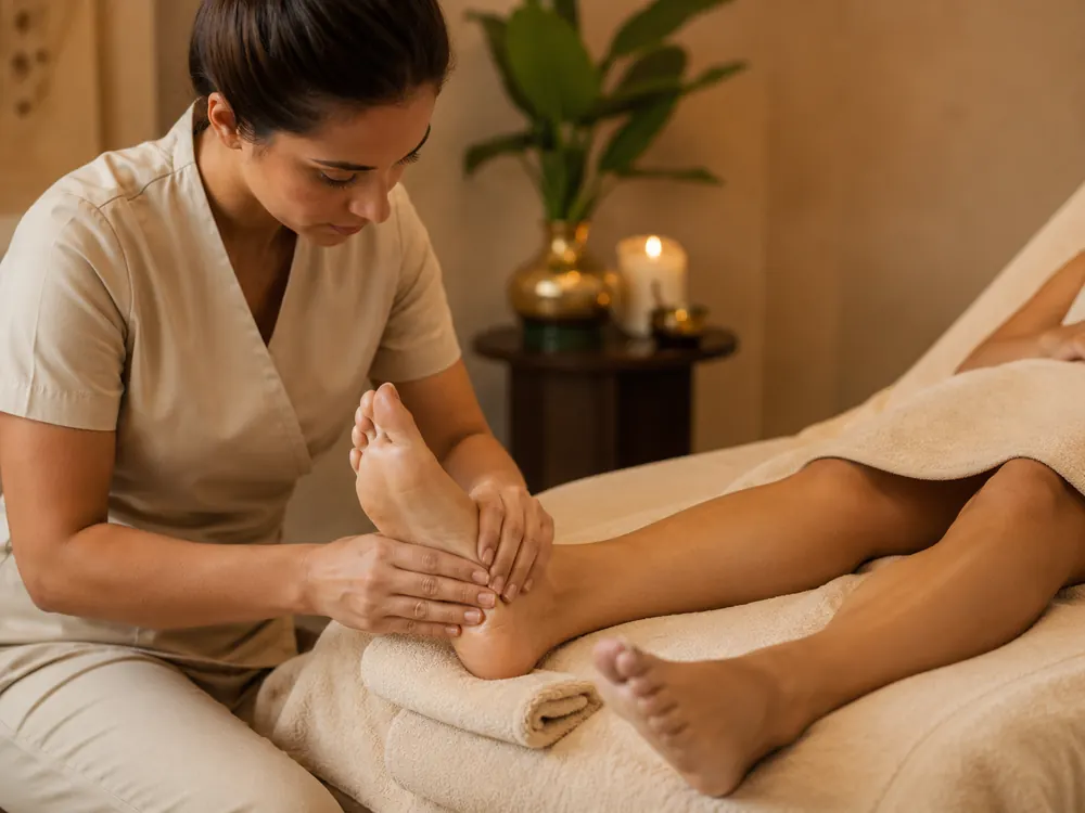 Foot massage therapy focused on feet and ankles