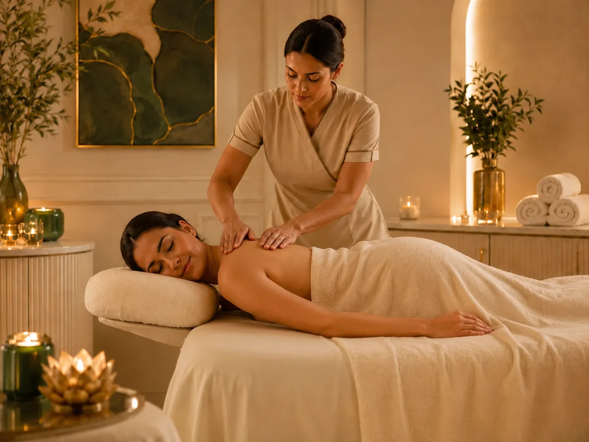 Post-pregnancy massage in a calm luxury spa room
