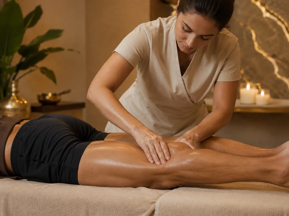 Sports massage focused on lower leg and muscle recovery
